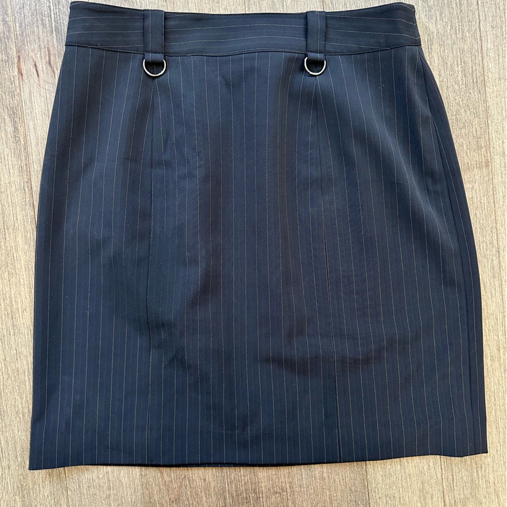 Simon Chang Black and Brown stripes mini Pencil Skirt